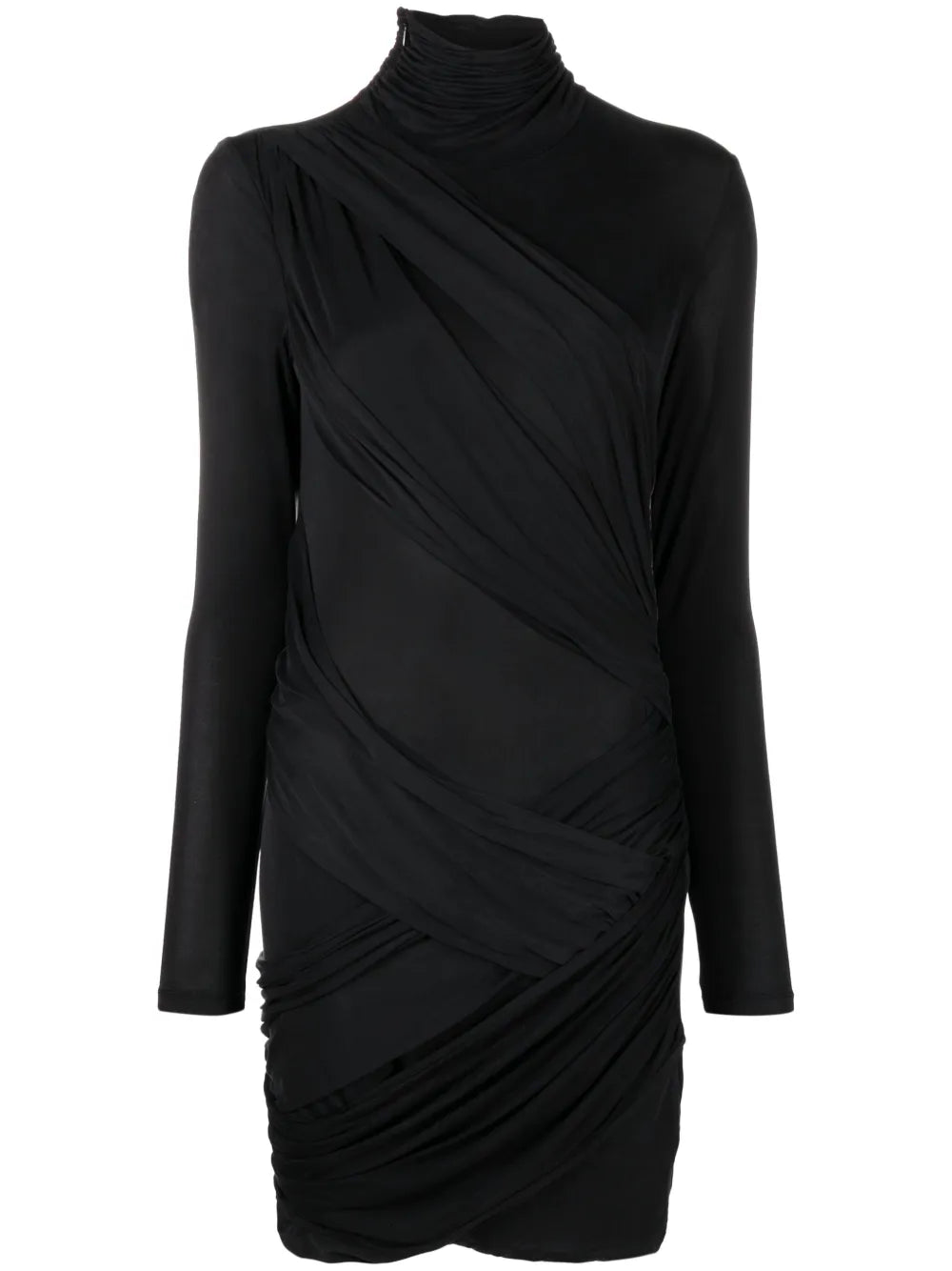 Kores Roll-Neck Draped Minidress