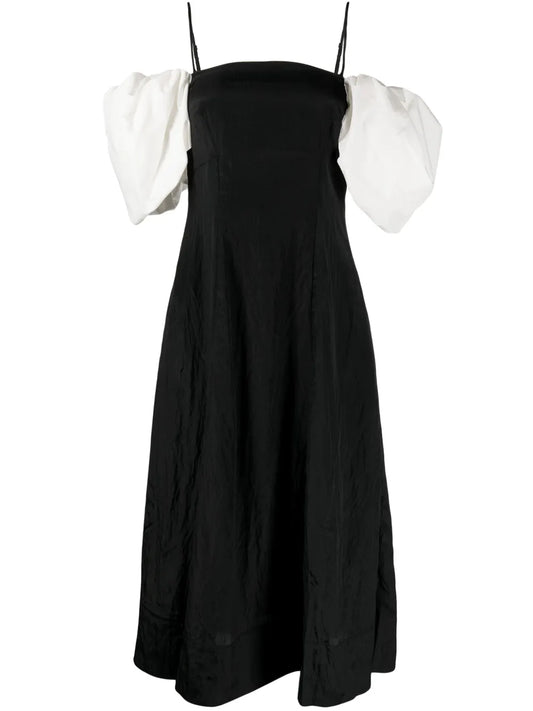 Oksana Puff-Sleeve Midi Dress