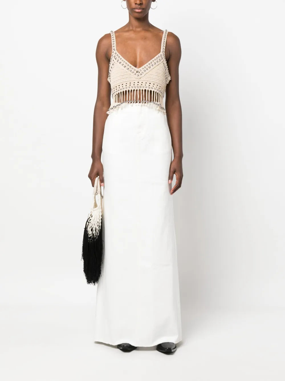 Bead-Embellished Cropped Top