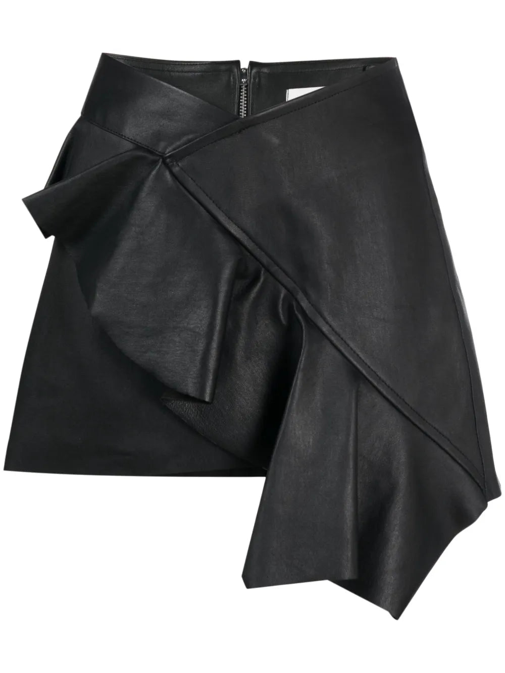 Ruffled Leather Miniskirt