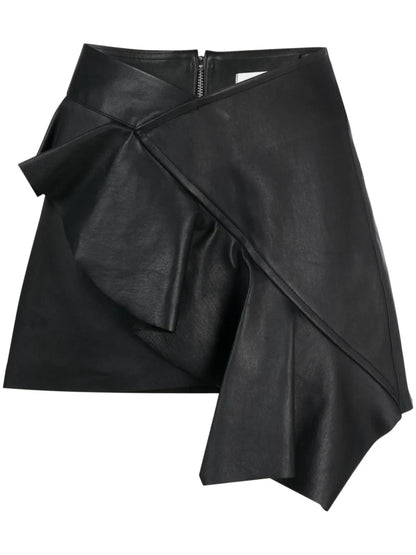 Ruffled Leather Miniskirt