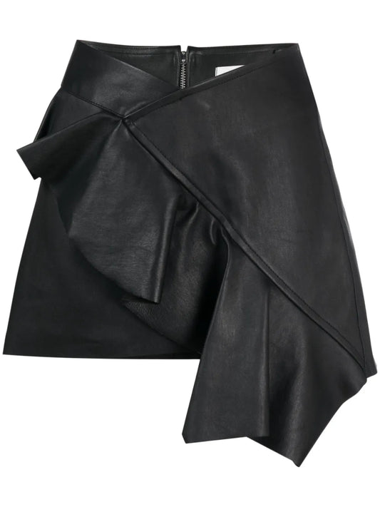 Ruffled Leather Miniskirt