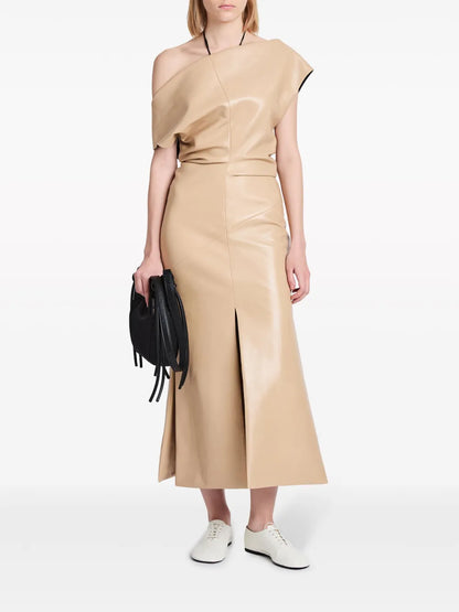 Rosa Off-Shoulder Leather Dress