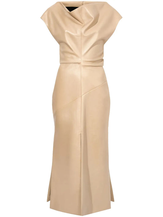 Rosa Off-Shoulder Leather Dress