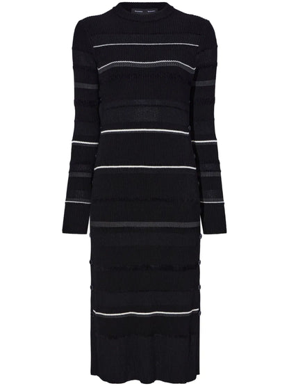 Striped Ribbed Midi Dress
