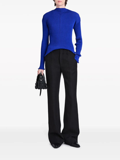 Mock-Neck Ribbed Sweatshirt