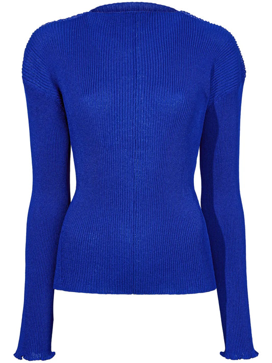 Mock-Neck Ribbed Sweatshirt