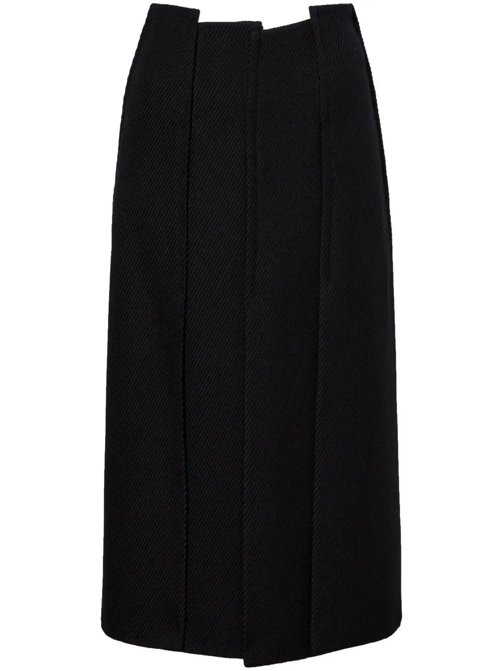 High-Waist Twill Midi Skirt
