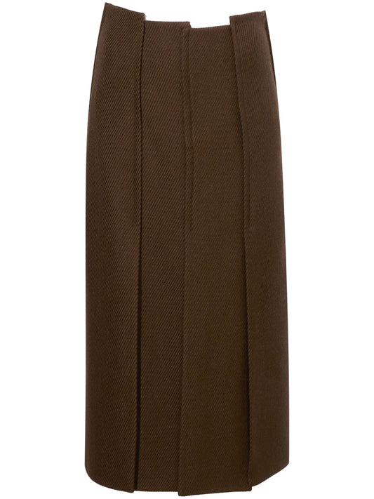 High-Waist Twill Midi Skirt