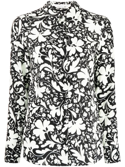 Floral-Print Silk Shirt