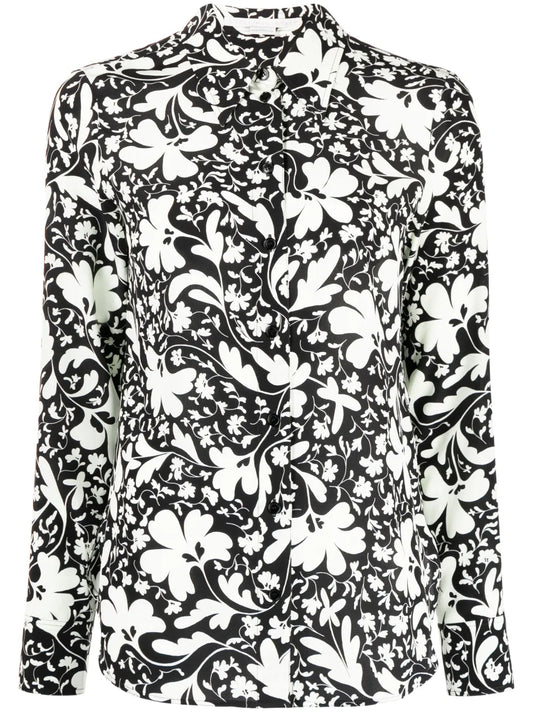 Floral-Print Silk Shirt