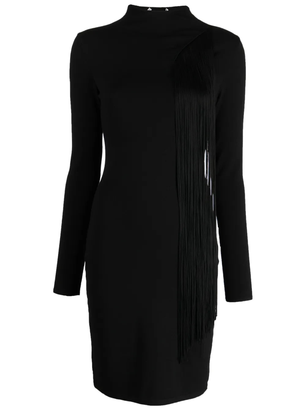 Asymmetric Fringed Knitted Dress