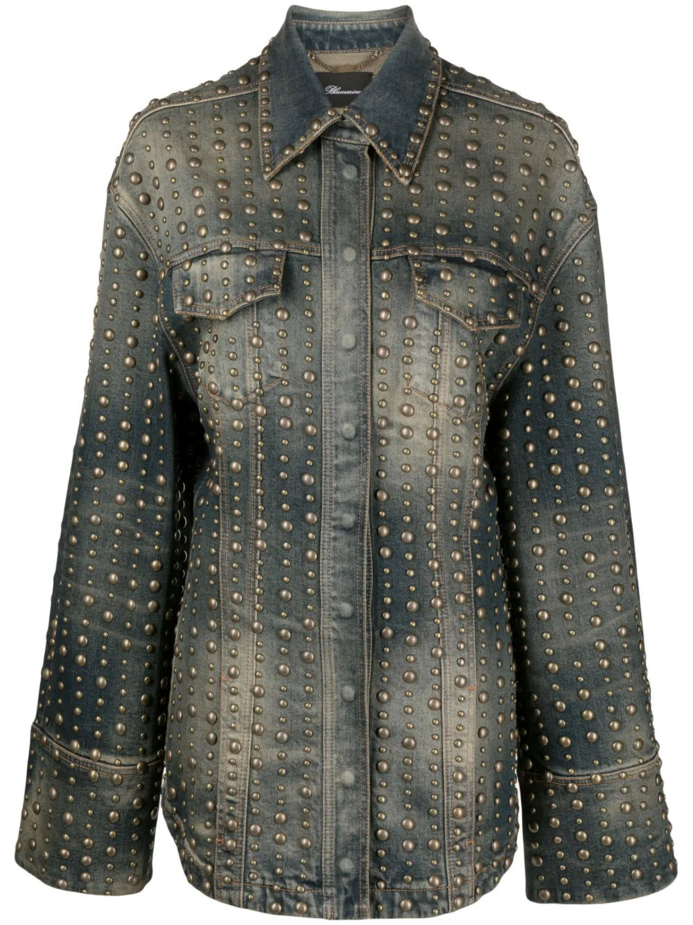 Stud-Design Old-Washed Denim Jacket