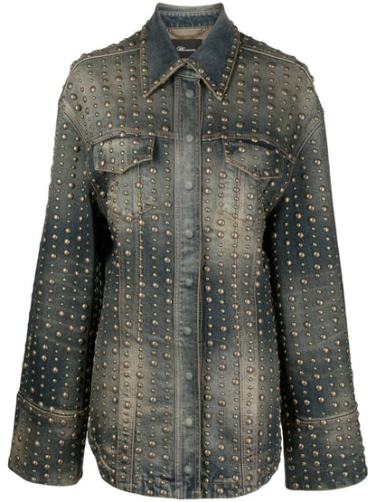 Stud-Design Old-Washed Denim Jacket