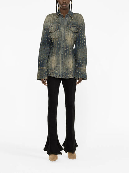 Stud-Design Old-Washed Denim Jacket