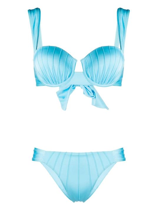 Underwire-Cup Tie-Fastening Bikini Set