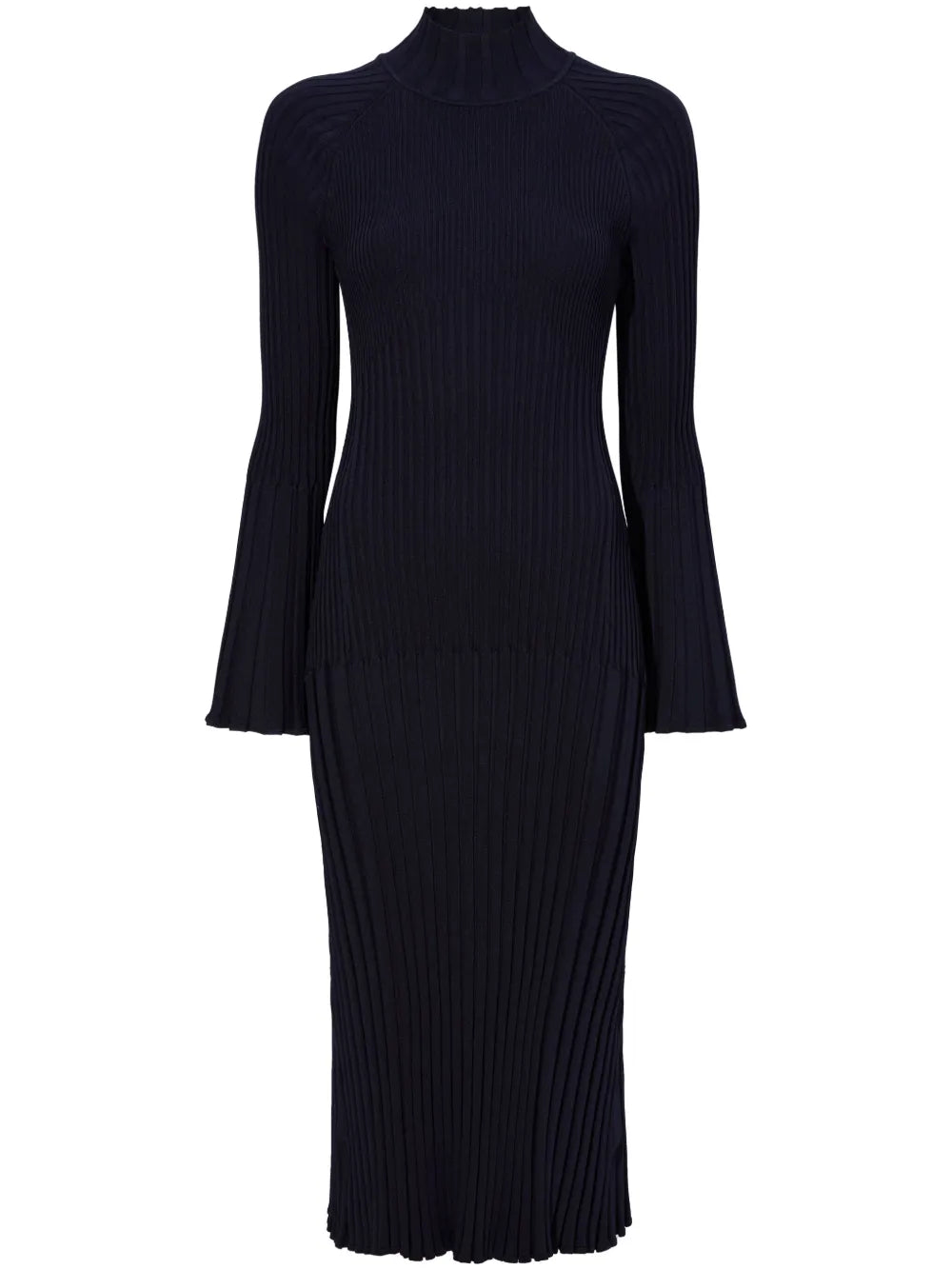 Roll-Neck Ribbed Midi Dress