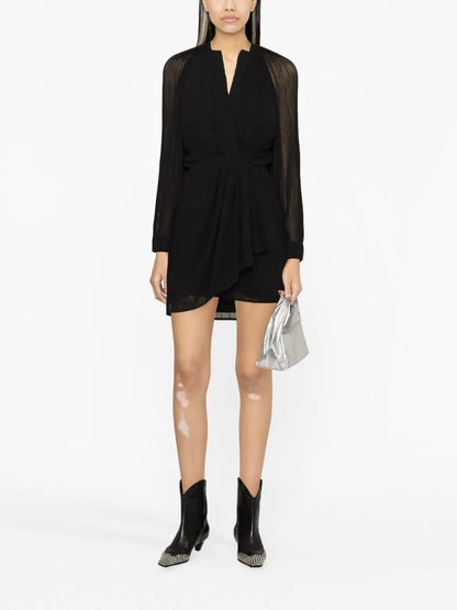 Semi-Sheer Draped Minidress