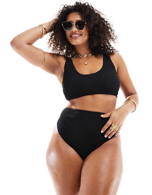 Curve Amy Mix And Match Crinkle Skinny Scoop Crop Bikini Top