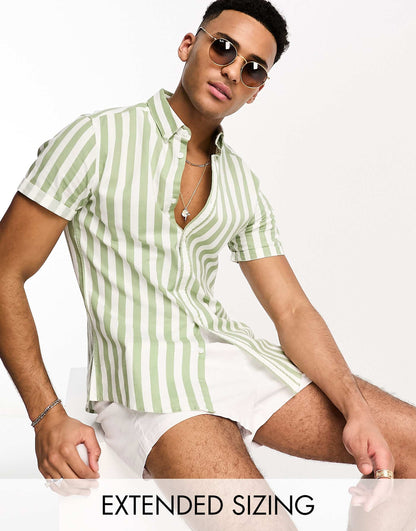 Stretch Slim Oxford Stripe Shirt