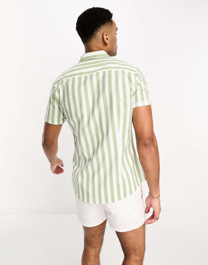 Stretch Slim Oxford Stripe Shirt