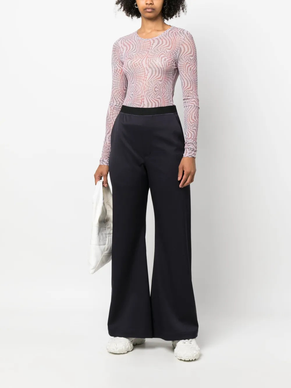 Seam-Detail Wide-Leg Trousers