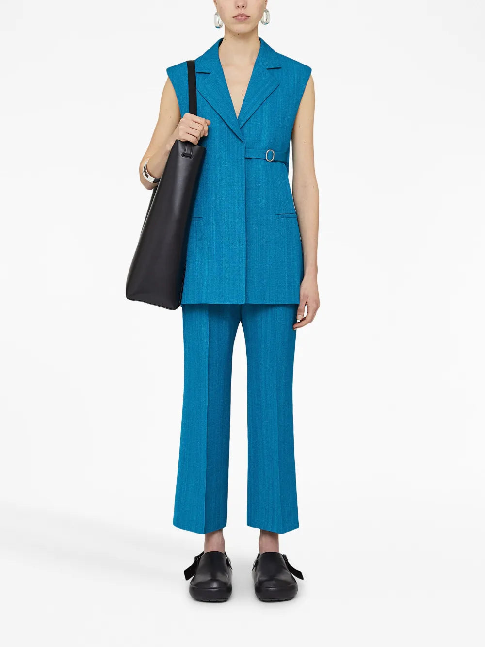 Sleeveless Belted Blazer