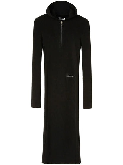 Ribbed-Knit Hooded Midi Dress