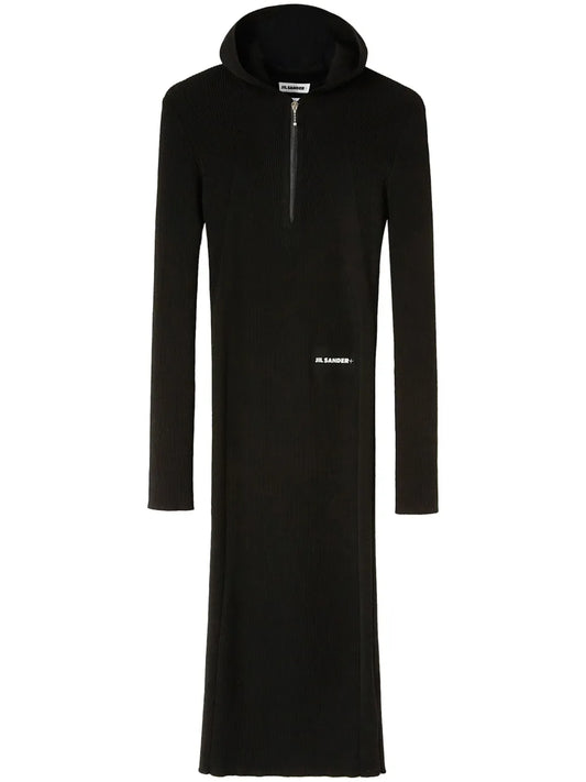 Ribbed-Knit Hooded Midi Dress