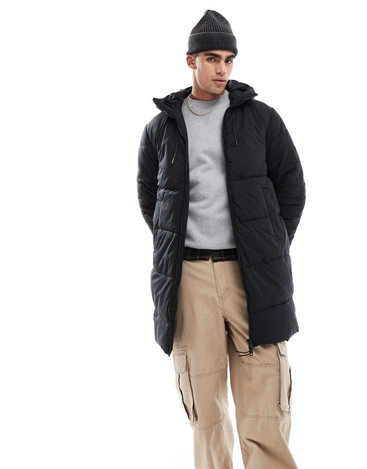 Originals Long Hooded Puffer Jacket With Logo Detail