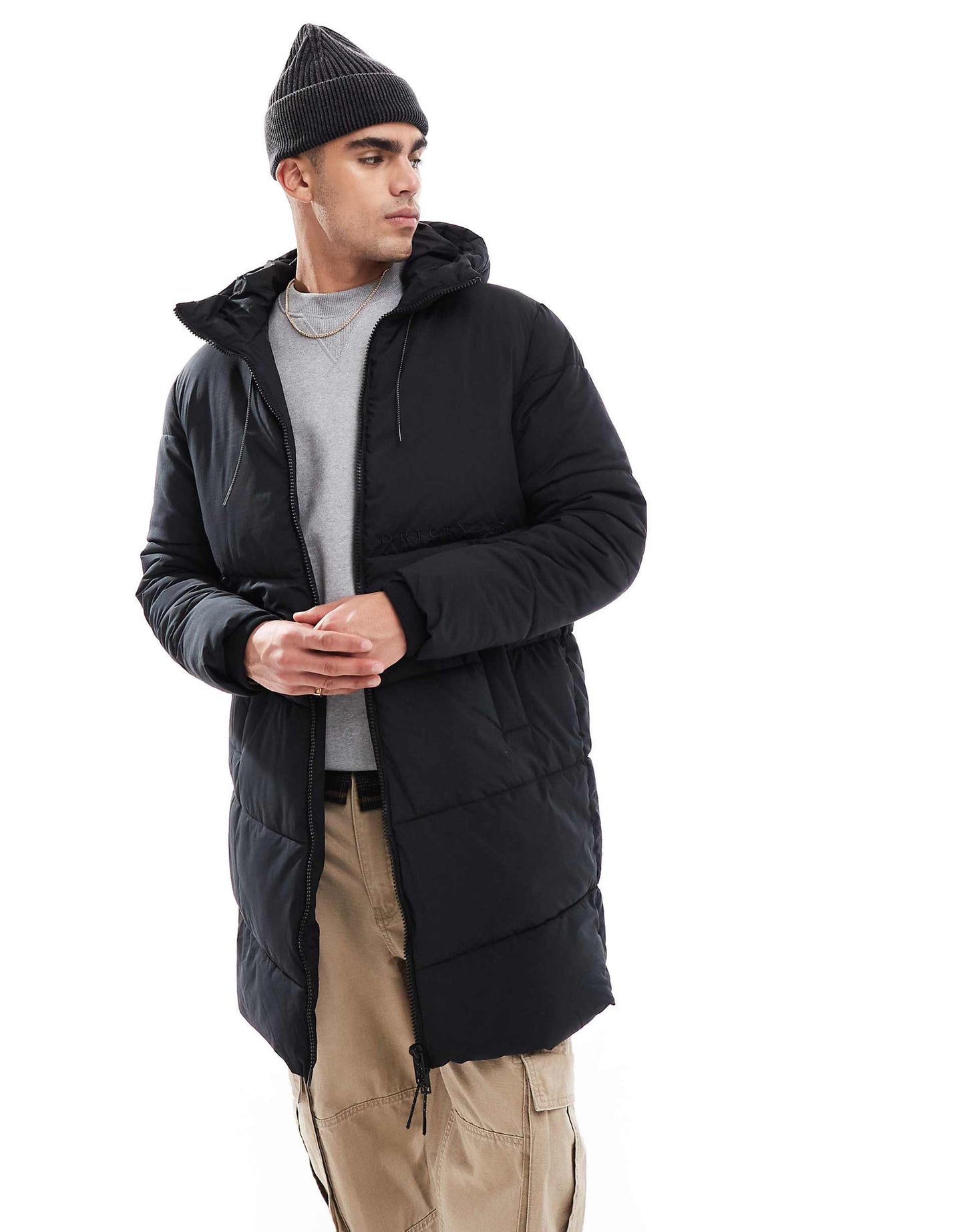 Originals Long Hooded Puffer Jacket With Logo Detail