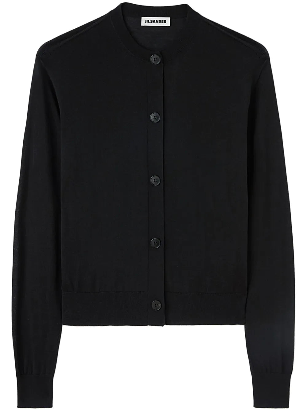 Fine-Knit Crew-Neck Cardigan