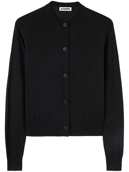 Fine-Knit Crew-Neck Cardigan