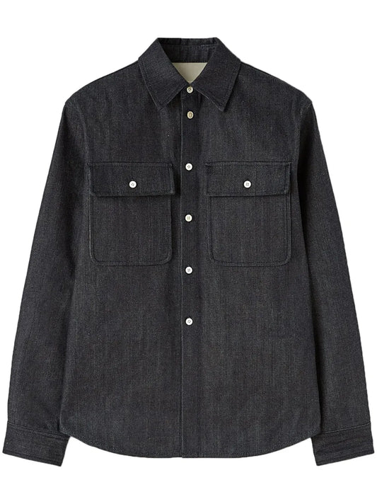 Spread-Collar Denim Shirt
