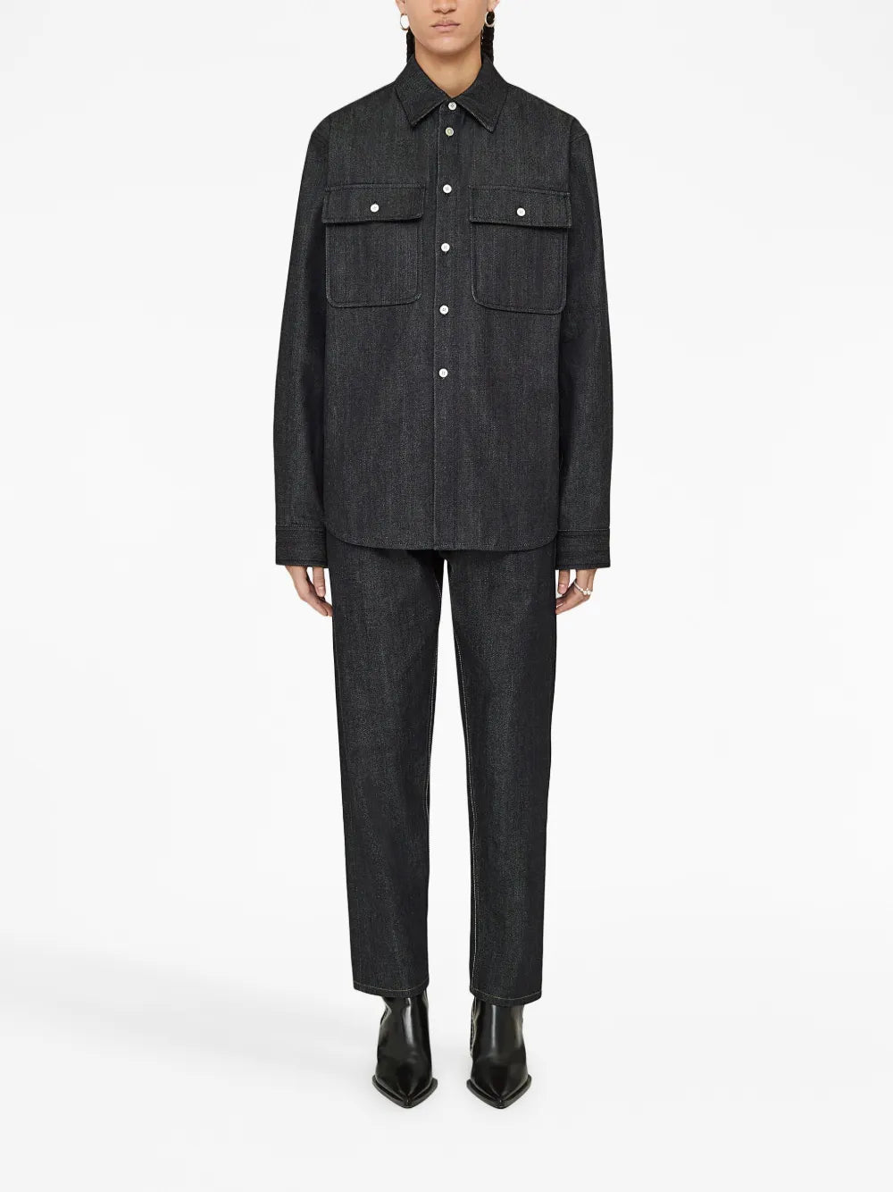 Spread-Collar Denim Shirt