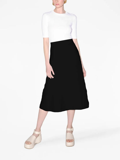 High-Waist Flared-Hem Skirt
