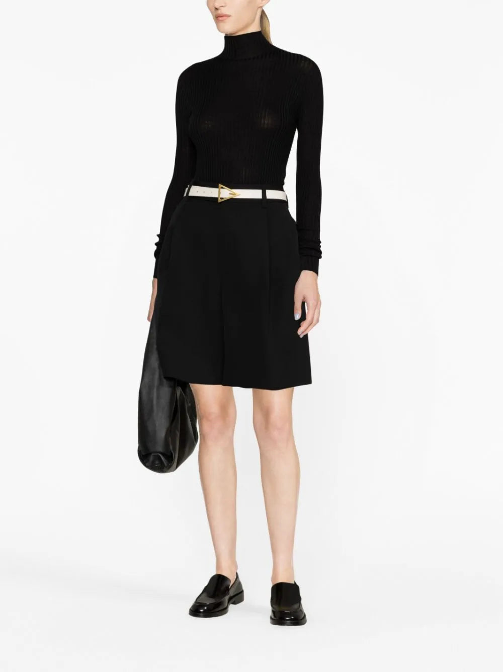 Funnel-Neck Wool-Silk Top