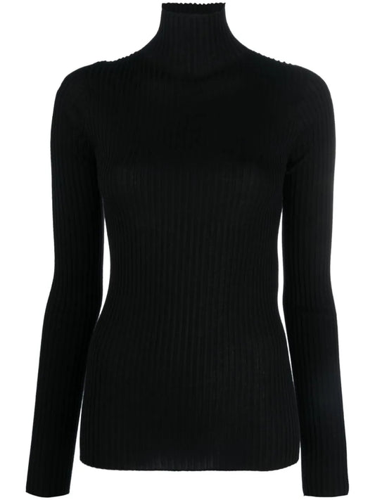 Funnel-Neck Wool-Silk Top