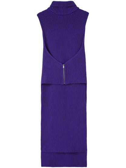 Detachable-Collar Knitted Dress
