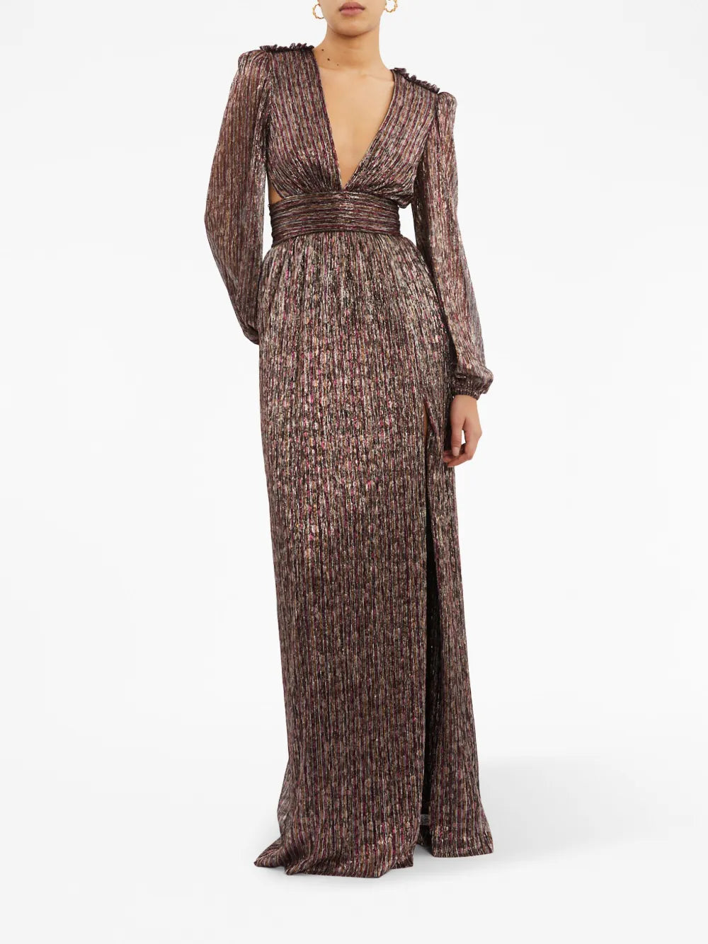 Metallic Plissé Gown
