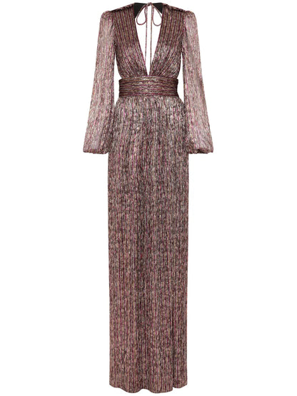 Metallic Plissé Gown