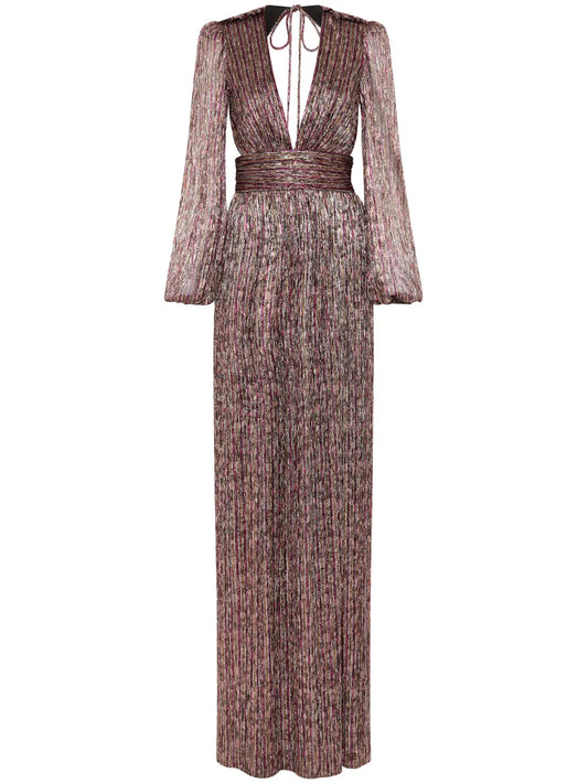Metallic Plissé Gown