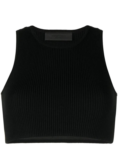 Logo-Patch Ribbed Crop Top
