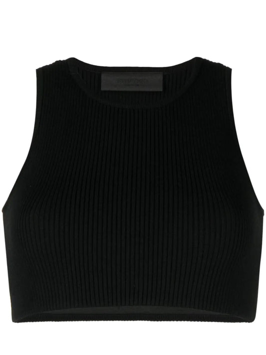 Logo-Patch Ribbed Crop Top