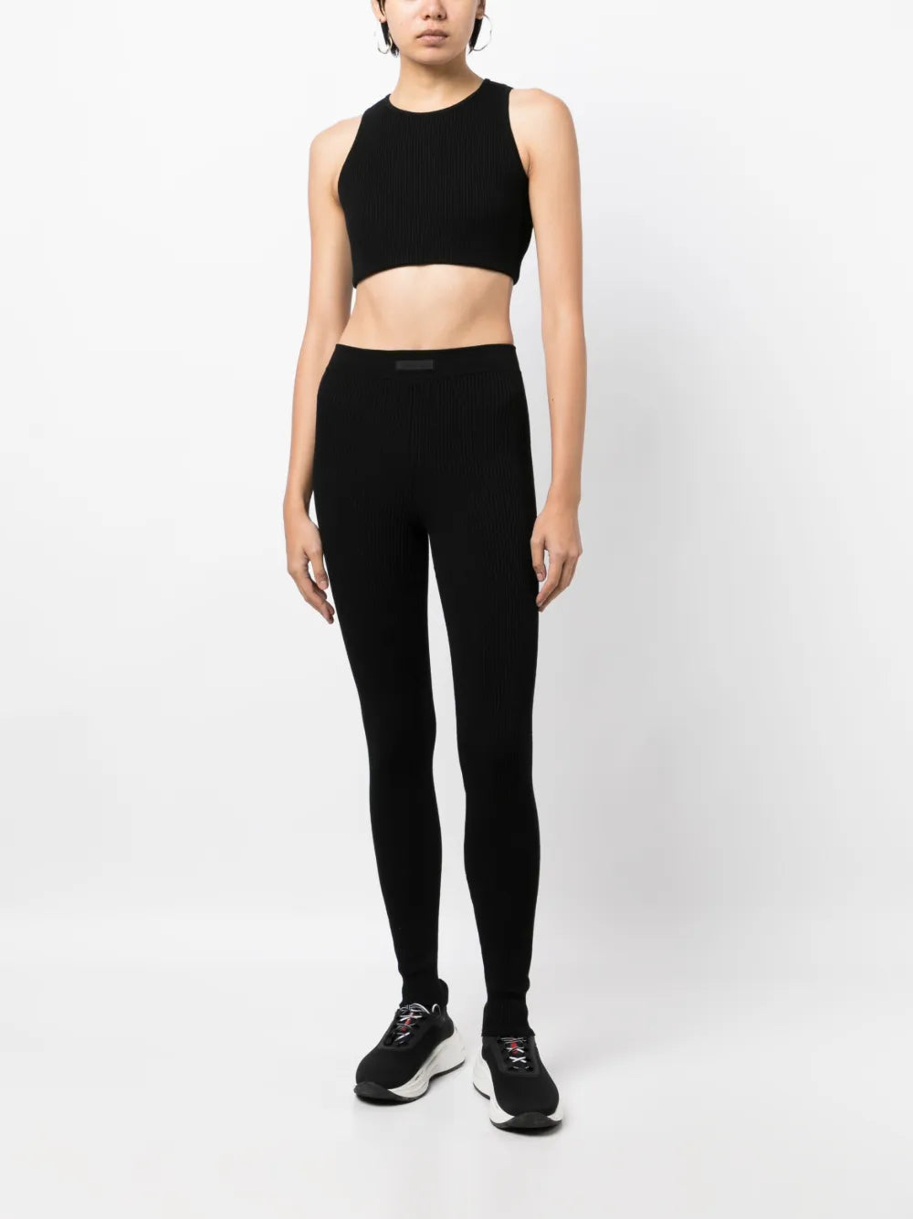 Logo-Patch Ribbed Crop Top