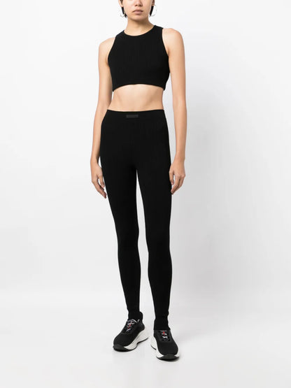 Logo-Patch Ribbed Crop Top