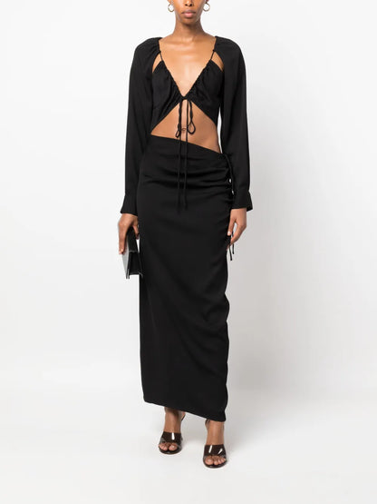 Cut-Out Long-Sleeved Dress