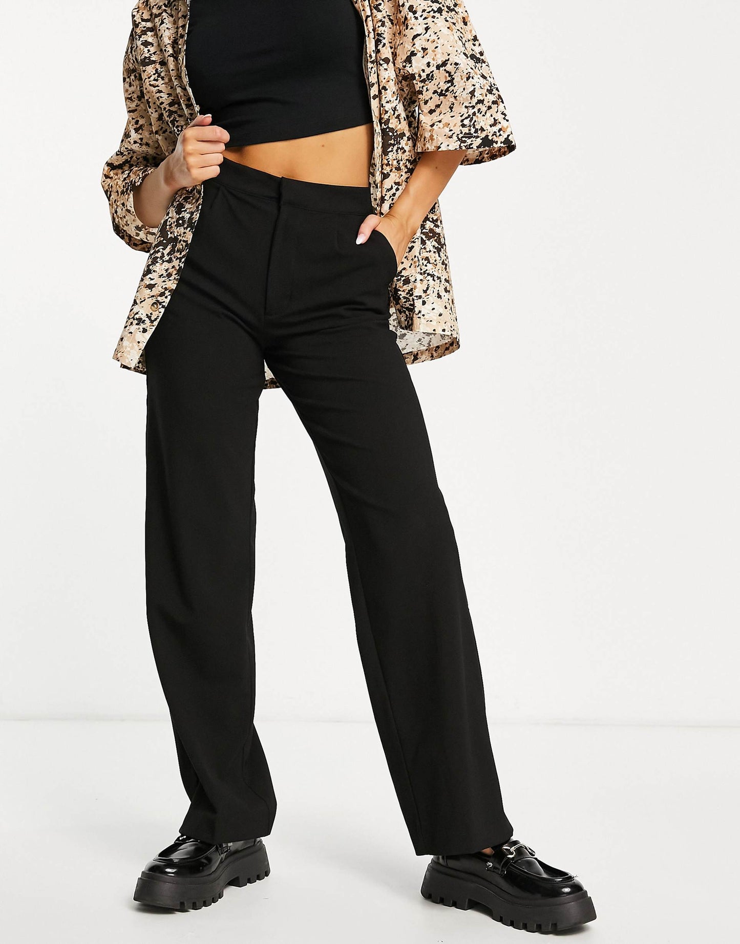 Mid Waist Loose Fitting Trousers
