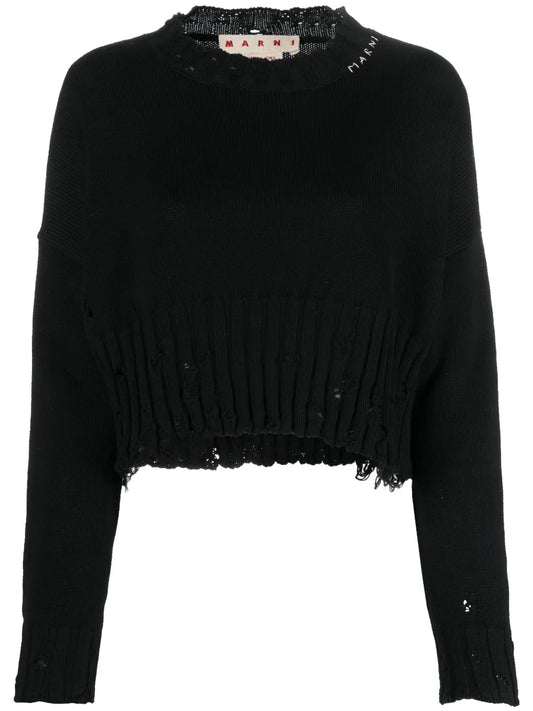 Distressed Cropped Jumper