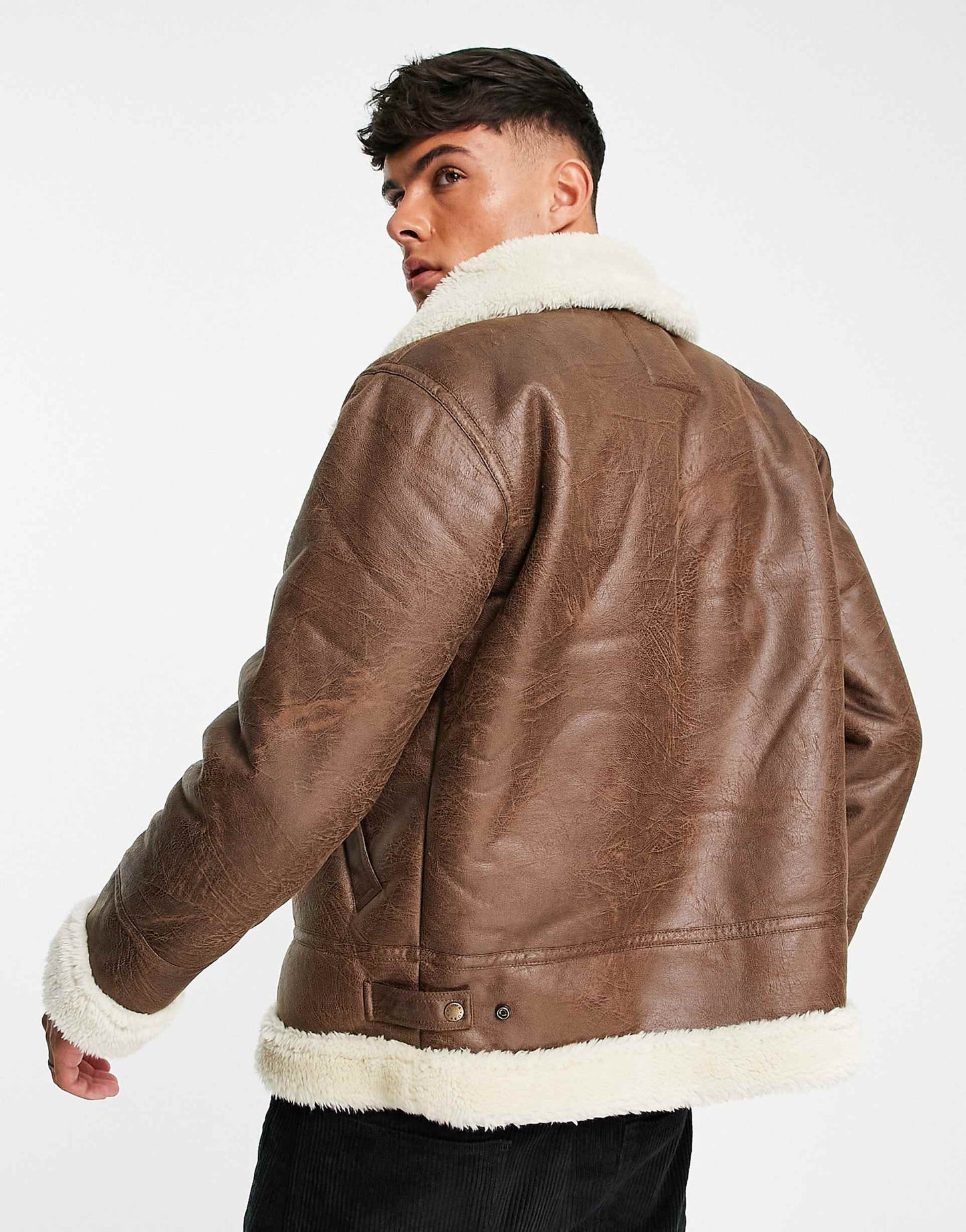 B3 Faux Leather Shearling Flight Jacket